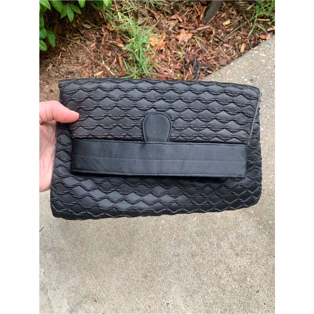 Vintage Miss Lewis Fold Over Textured Black Clutch